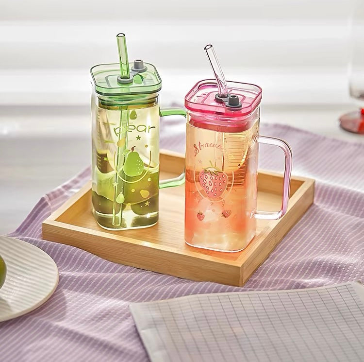 Cute Fruits Glass Water Cups PN6795