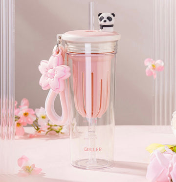 Kawaii Sakura And Panda Water Bottle PN6680