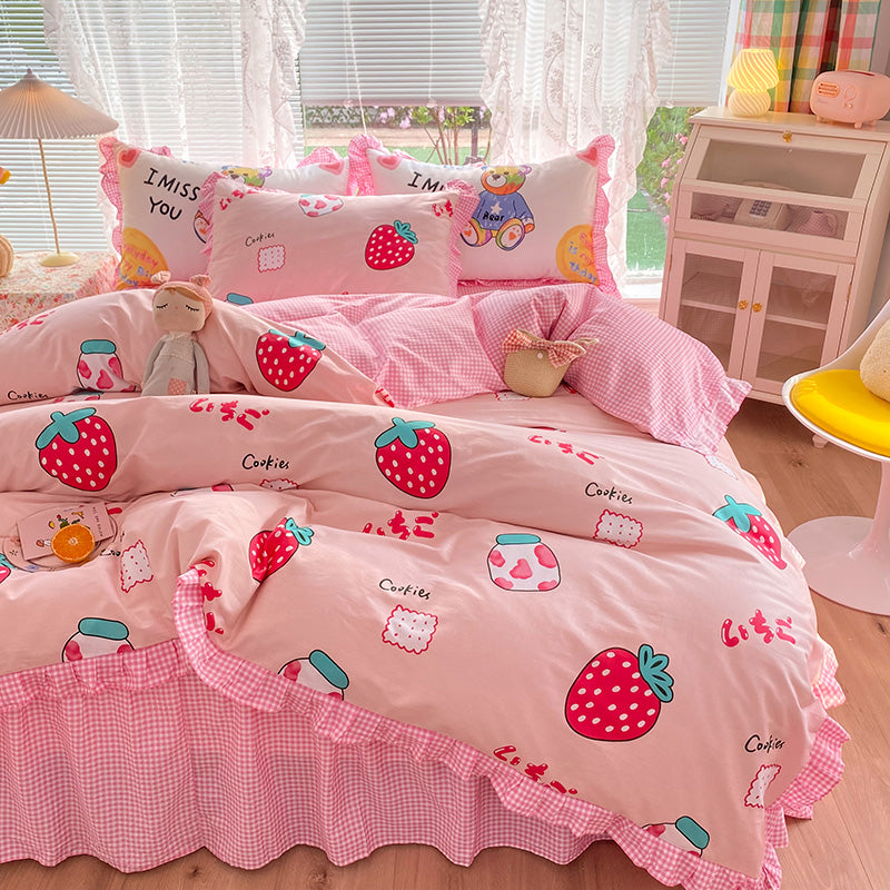 Kawaii Strawberry  Bedding Set JK2900