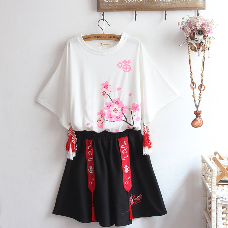 Fashion Flowers Tshirt and Skirt Set JK2174