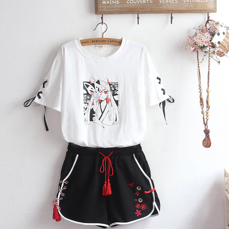 Fashion Black Fox Tshirt and Shorts Set JK2164