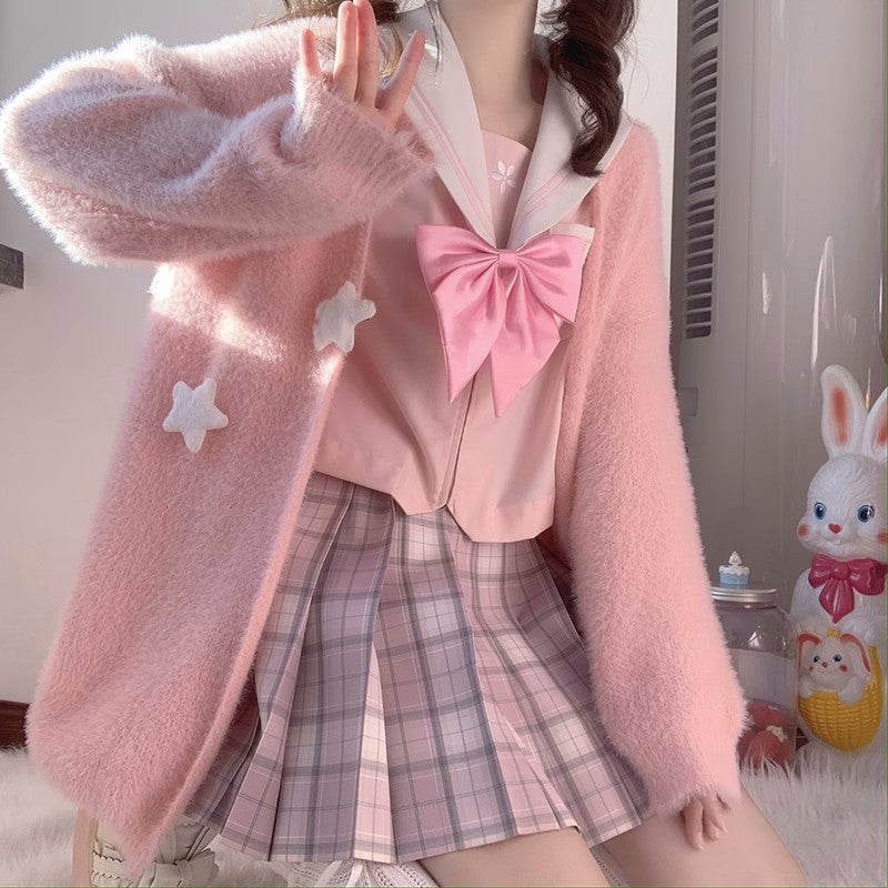 Pink Stars Sweater Coat PN5745