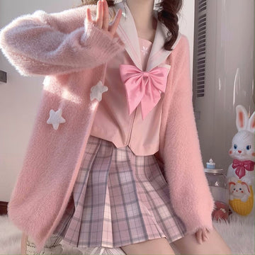 Pink Stars Sweater Coat PN5745