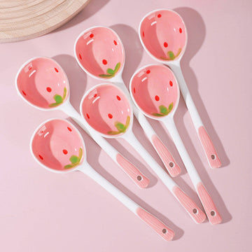 Cute Strawberry Ceramic Spoon JK3413