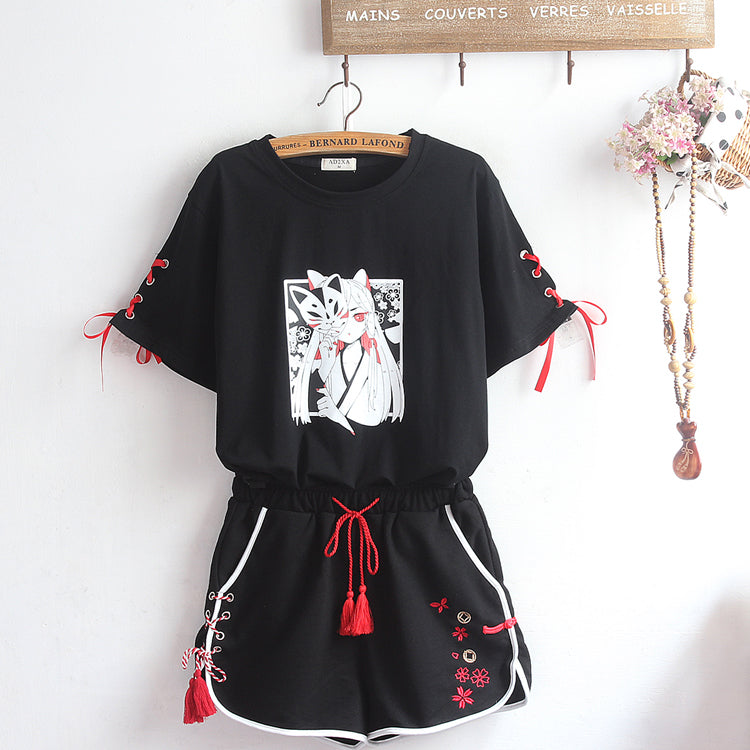 Fashion Black Fox Tshirt and Shorts Set JK2164