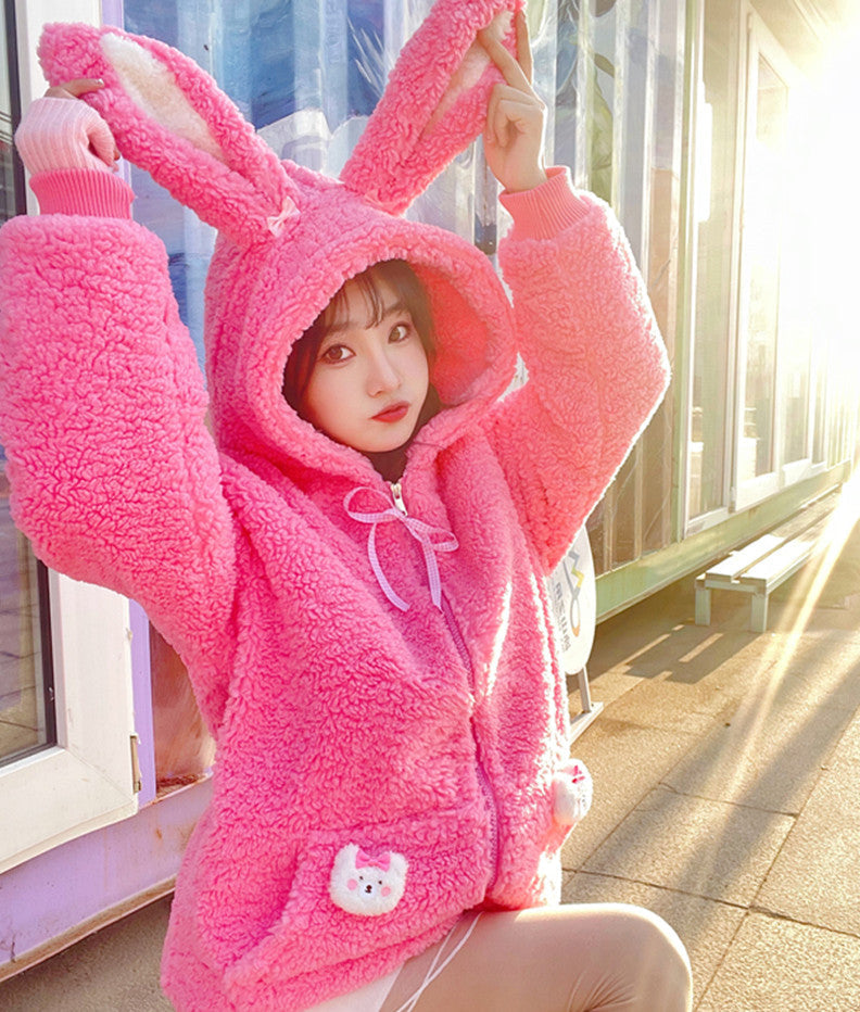 Lovely Bunny Ears Plush Coat PN5406