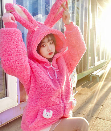 Lovely Bunny Ears Plush Coat PN5406