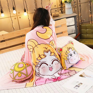 Cartoon Sailormoon Pillow And  Blanket JK2360