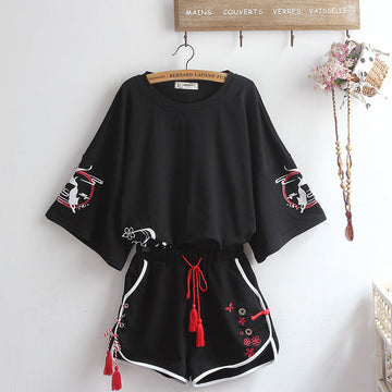 Summer Black Fox T-shirt and Shorts Set JK1783