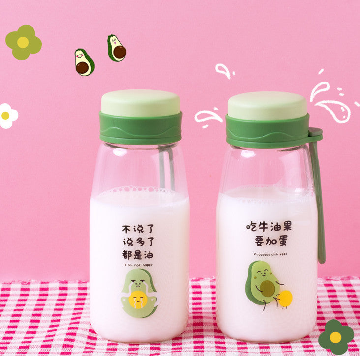 Cute Avocado Glass Water Bottle  JK2357