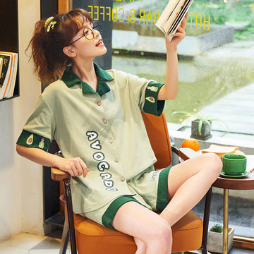 Cute Avocado Summer Pajamas Suit JK2129