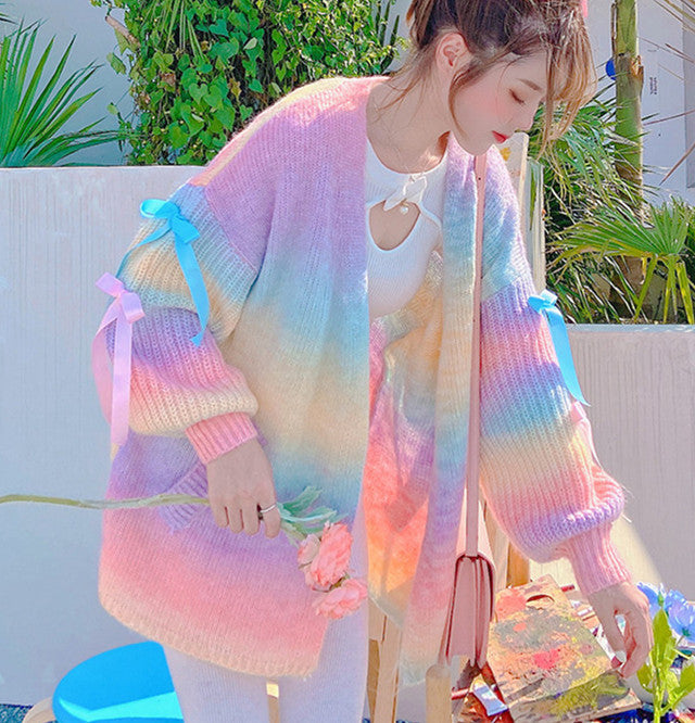 Fashion Rainbow Sweater Coat JK2605