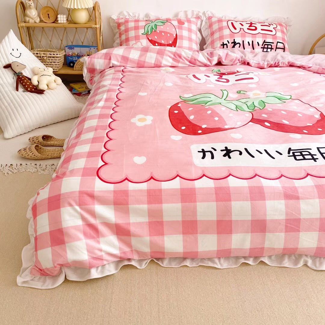 Kawaii Strawberry Bedding Set JK1918