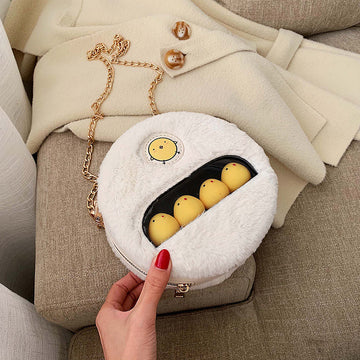 Lovely Round Plush Chick Shoulder Bag JK2037