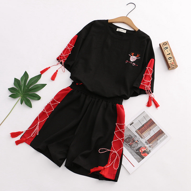 Fashion Black Tshirt and Shorts Set JK2210