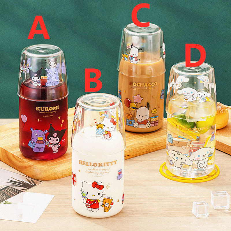 Cute Anime Glass Water Bottle and Cups PN5533