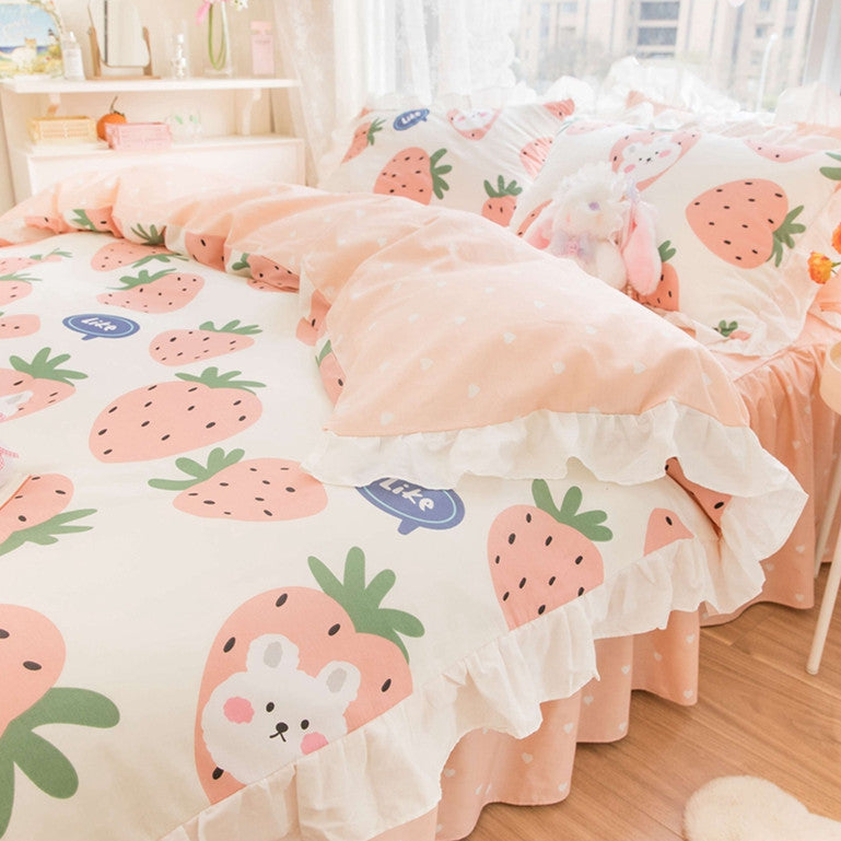 Fashion Strawberry Rabbits Bedding Set JK2697