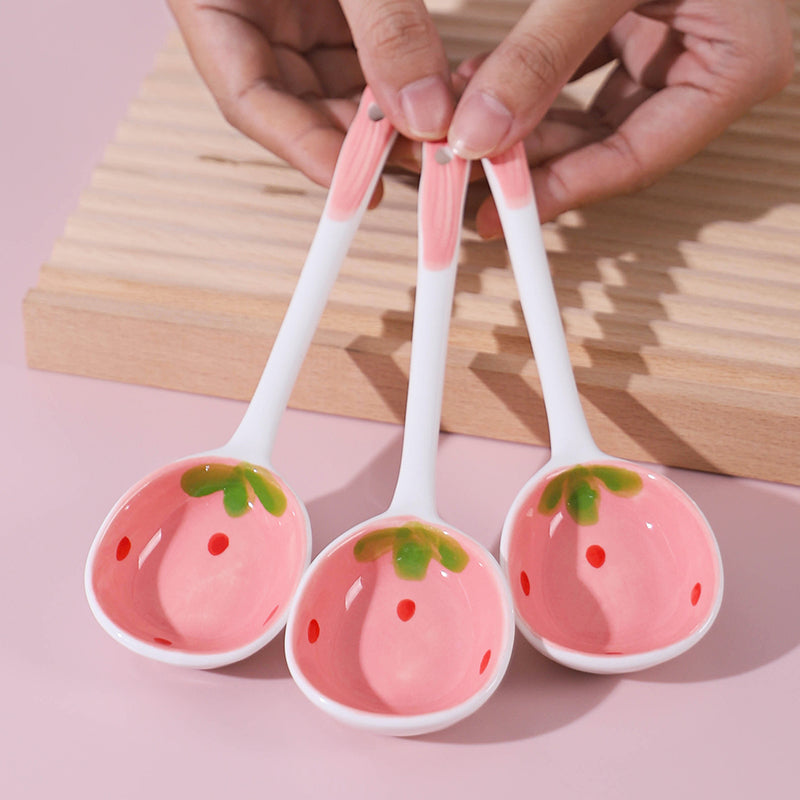 Cute Strawberry Ceramic Spoon JK3413