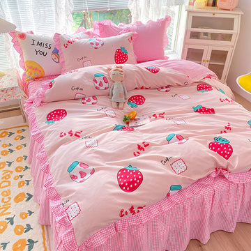 Kawaii Strawberry  Bedding Set JK2900