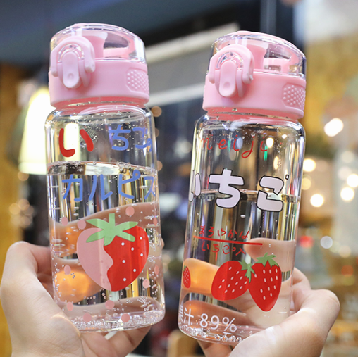 Cute Strawberry Glass Water Bottle  JK2384