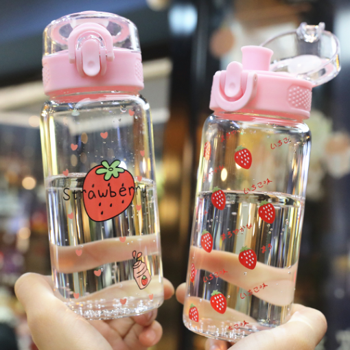 Cute Strawberry Glass Water Bottle  JK2384