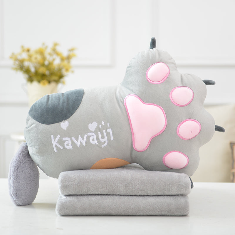 Kawaii Paw Pillow And  Blanket JK2740